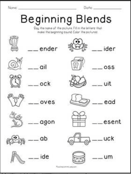 Consonant Blends Worksheets for Kindergarten Preschool Homeschool,  Educational Printables, Homework Worksheets, Blend Sounds Blends  worksheets, ...