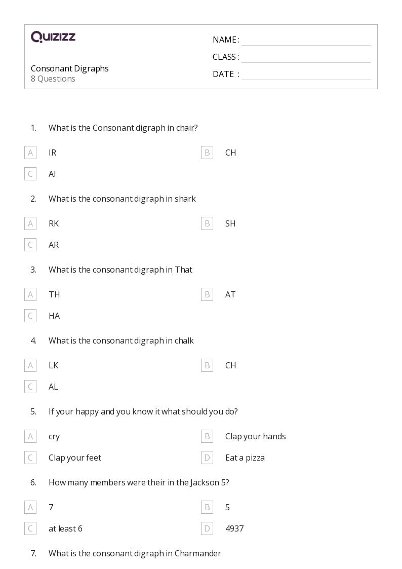 50+ Consonant Digraphs worksheets for 3rd Grade on Quizizz | Free ...