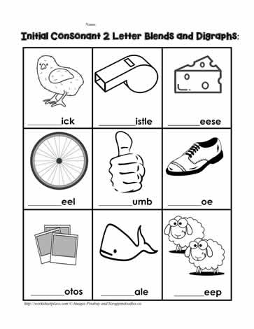 Initial Consonant Digraphs Worksheets