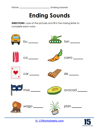 Ending Sounds Worksheets - 15 Worksheets Library