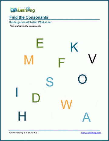 Identifying Consonants - Worksheets for Preschool and Kindergarten ...