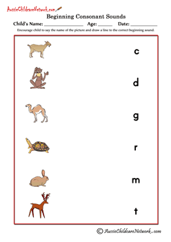 Consonants Beginning Sounds - Aussie Childcare Network
