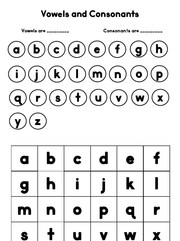 Vowels vs Consonants PDF Worksheets Library