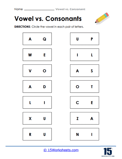 Vowels vs. Consonants Worksheets - 15 Worksheets Library
