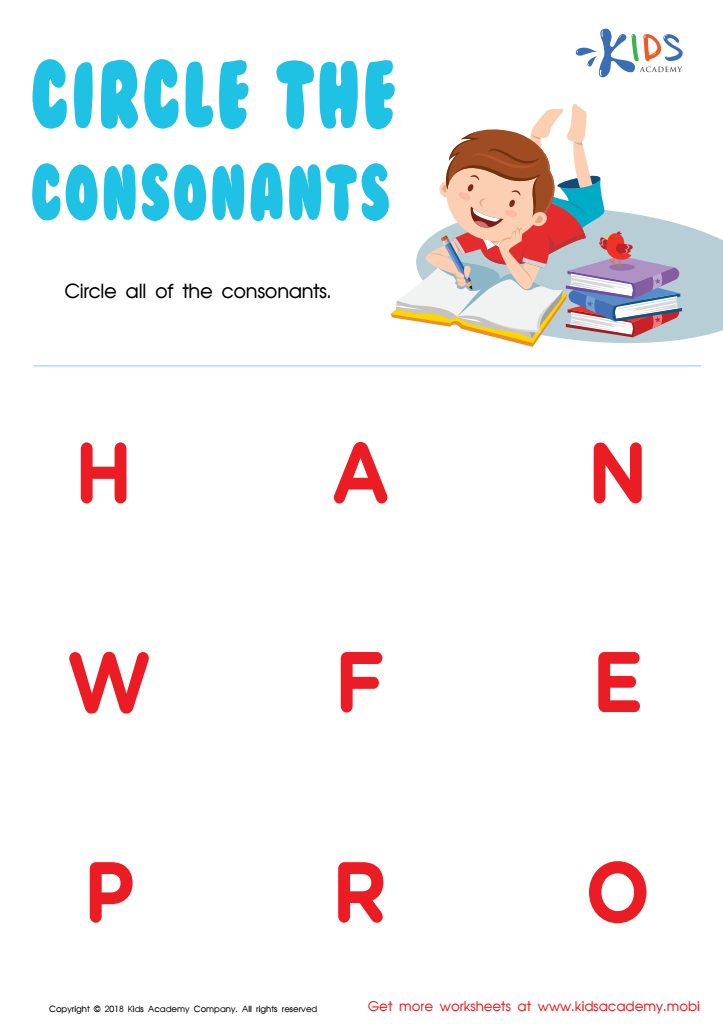 Circle the Consonants Worksheet for kids