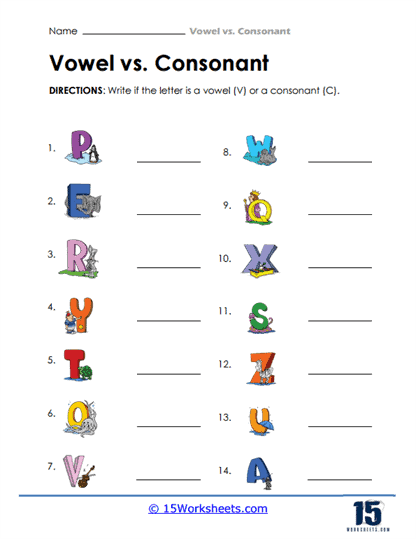 Vowels vs. Consonants Worksheets - 15 Worksheets Library