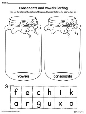 FREE* Vowels Consonants Letter Sorting Cut and Paste Jar ...