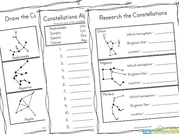 ✨ FREE FREE Printable Constellation Worksheets pdf for Kids for Kids