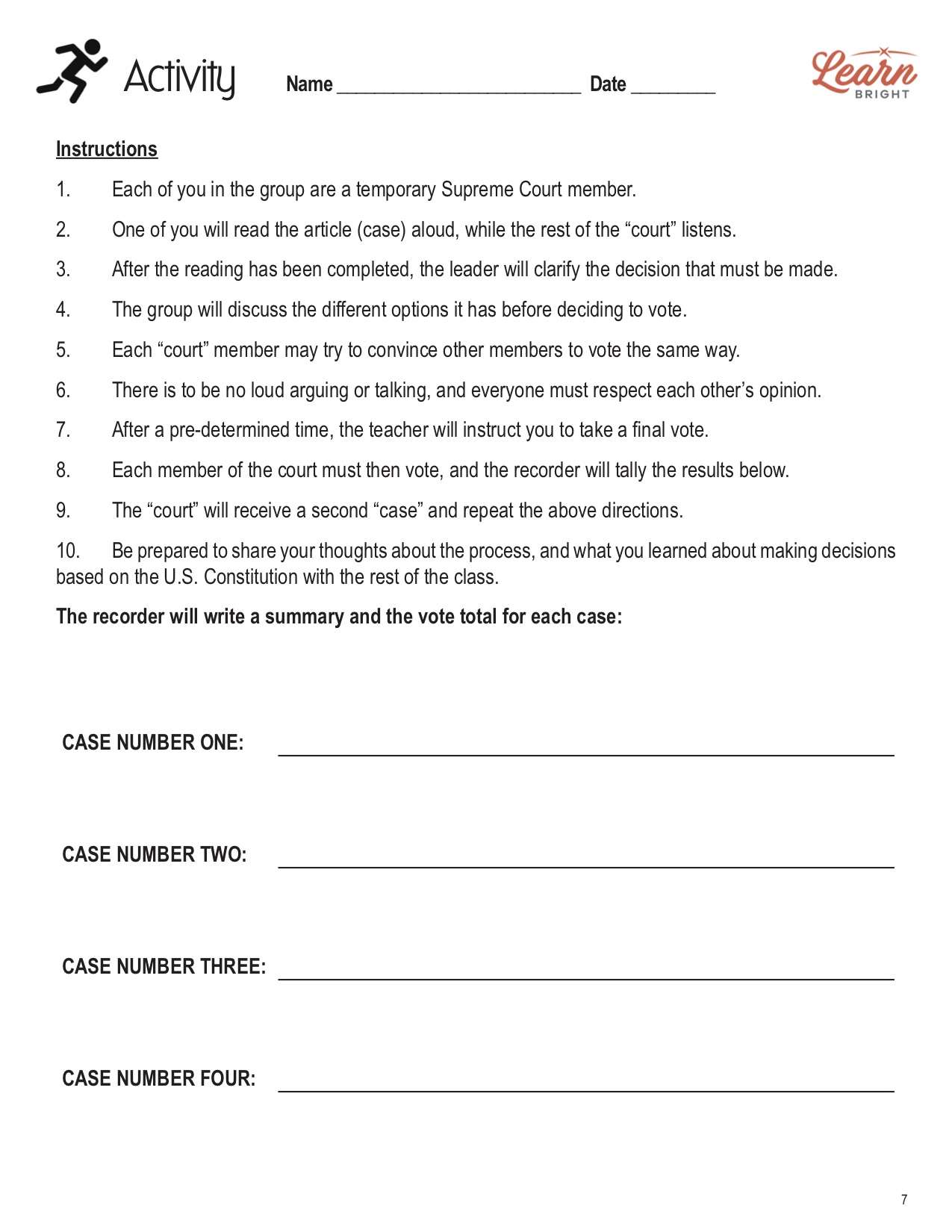 constitution worksheet for middle school