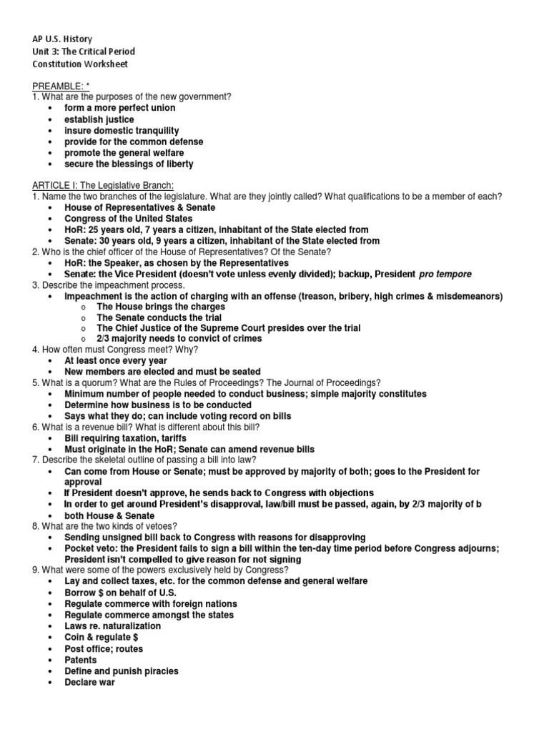 Constitution Day worksheet