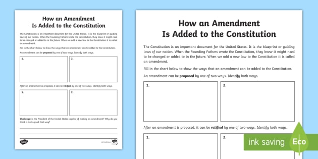 How an Amendment Is Added to the Constitution Activity for 3rd-5th ...