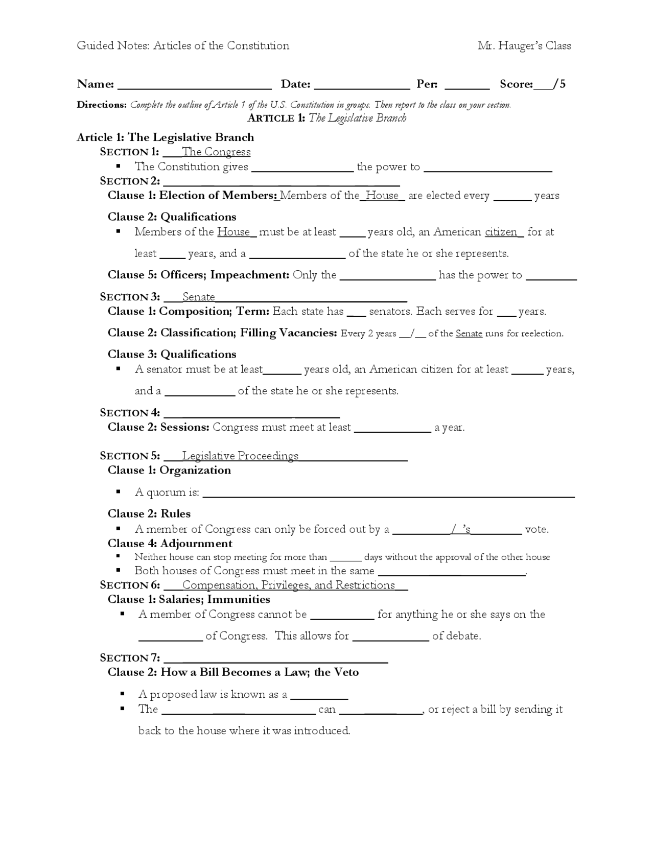 Constitution Worksheet Worksheets Library