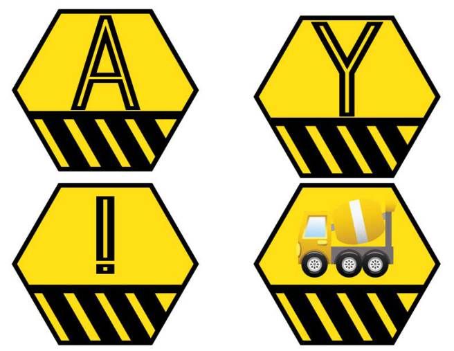 construction happy birthday banner printable