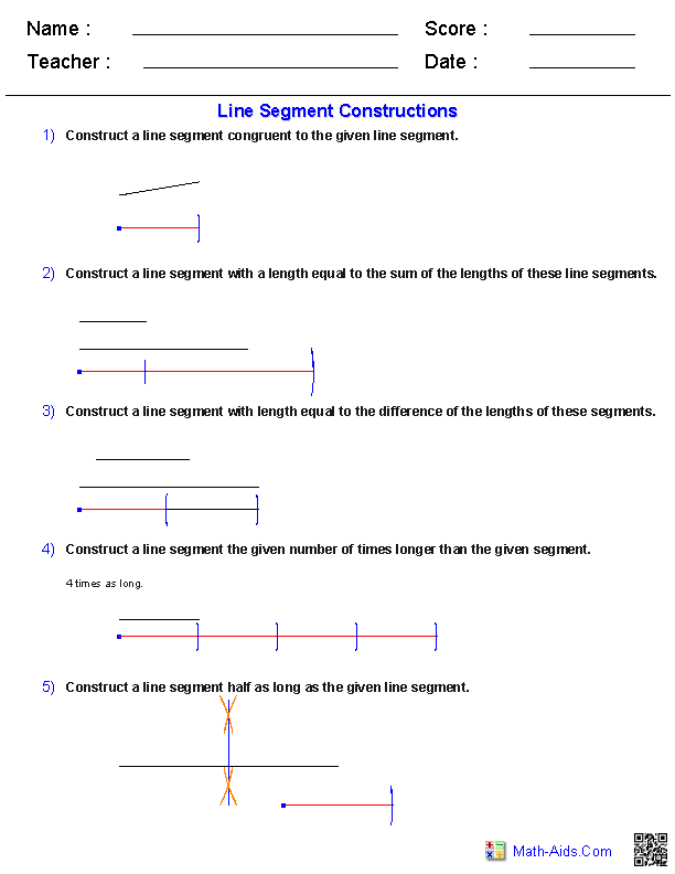 construction of angles in geometry worksheet for practice
