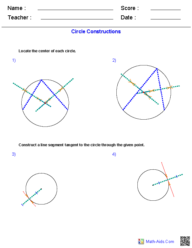 construction of angles in geometry worksheet for practice
