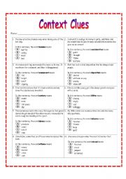 Context clues worksheets
