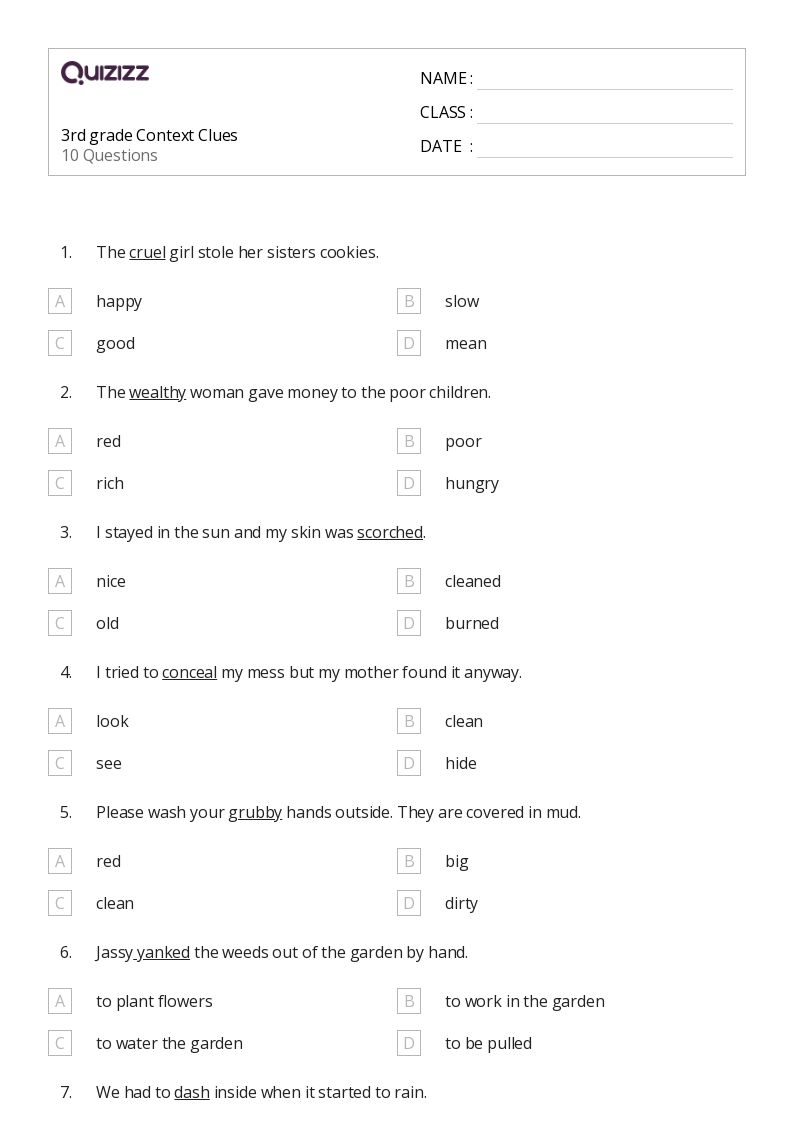 context clues hand out