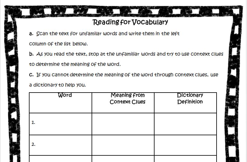 context clues hand out