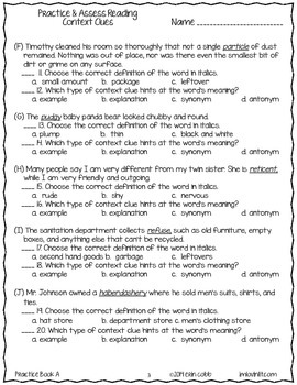Context Clues Practice &  Assess: FREE No Prep Printables for ...