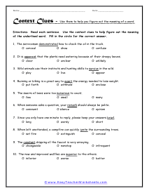 Context Clues Worksheets
