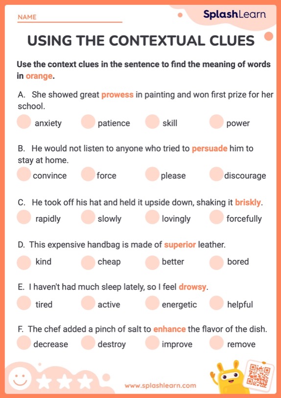 Using the Contextual Clues to Unlock Meaning - ELA Worksheets ...