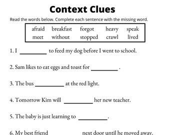 Context Clues Worksheets Vocabulary Printable 1st Through 3rd ...