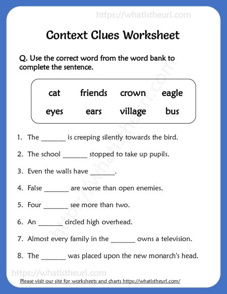 context clues worksheet 3rd grade printable