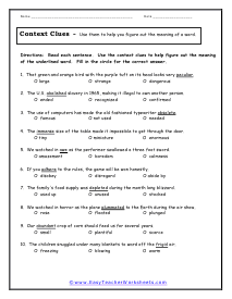 context clues worksheet 4th grade pdf