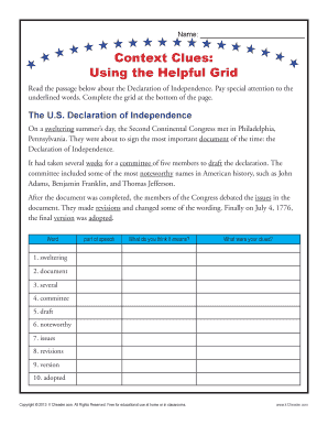 Context Clues Worksheets 4th Grade Pdf - Fill and Sign Printable ...