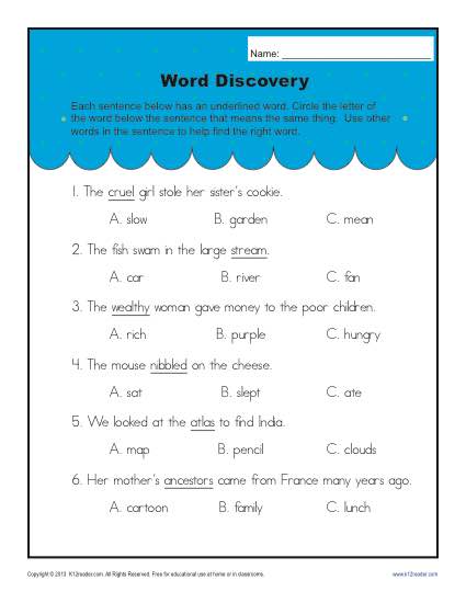 context clues worksheet 5th grade pdf