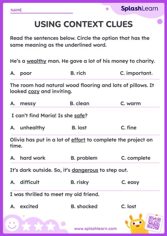 Lets Decode from the Context - ELA Worksheets - SplashLearn