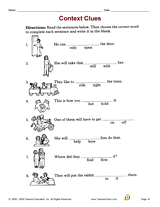 context clues worksheet elementary