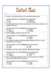 Context Clues Worksheet 1 - ESL worksheet by dreidteacher
