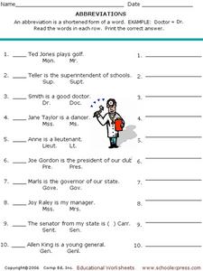 Abbreviations: Context Clues Worksheet for 3rd - 4th Grade ...