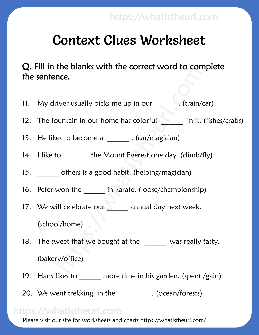 context clues worksheet for 5th grade