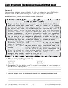 context clues worksheet for 6th grade