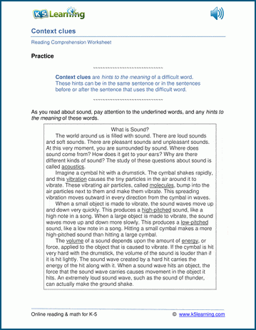 Context Clues Worksheets | Worsheets library