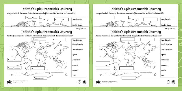 continent and ocean worksheet