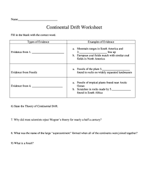 Continental Drift Worksheet Pdf - Fill Online, Printable, Fillable ...