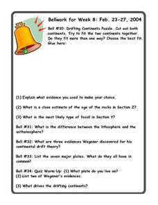 continental drift worksheet