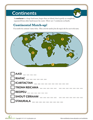The Continents | Worksheet 