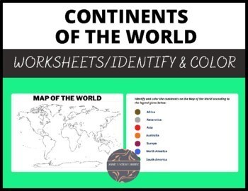 continents of the world worksheet