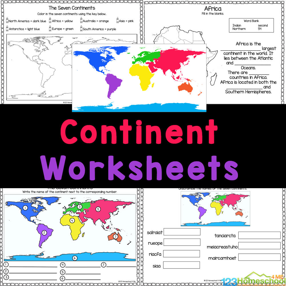 continents of the world worksheet