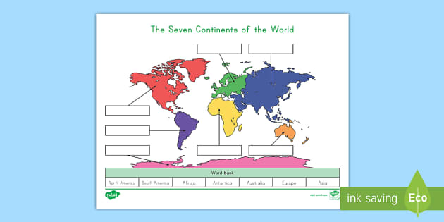 The Seven Continents Cut and Paste Labeling Activity
