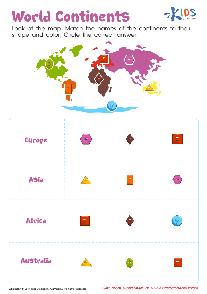 continents worksheet free