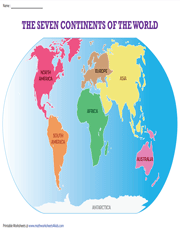 Continents Worksheets | The Seven Continents of the World