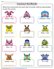 contraction worksheet 1st grade