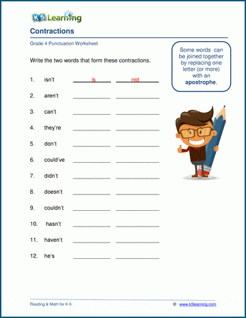 Contractions worksheets | Worsheets library