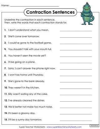 Contraction Worksheets - Teaching Contractions