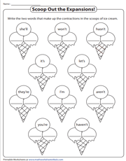 contraction worksheet for second grade